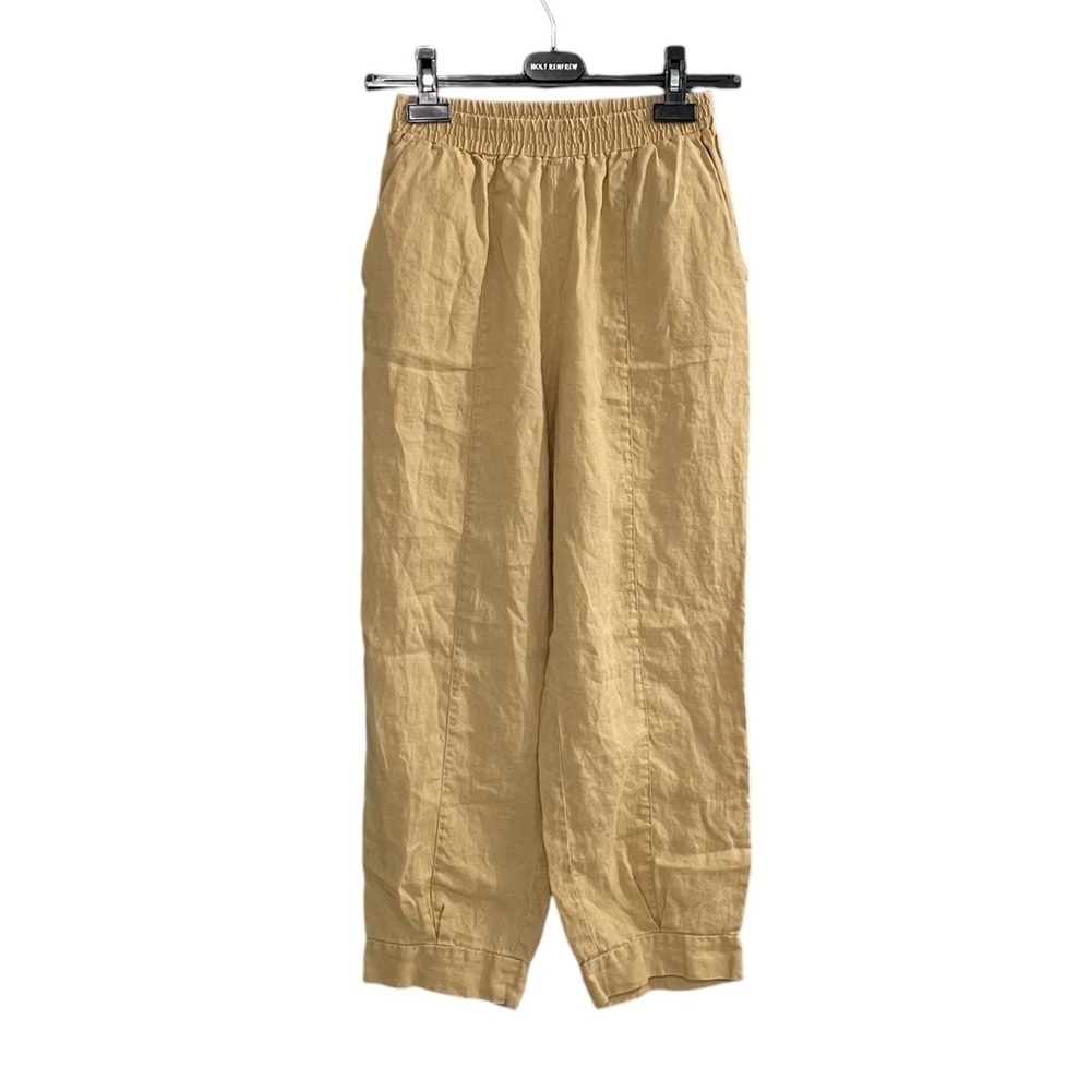 CLAIRE DESJARDINS Camel Linen Cropped Ankle Pants XS